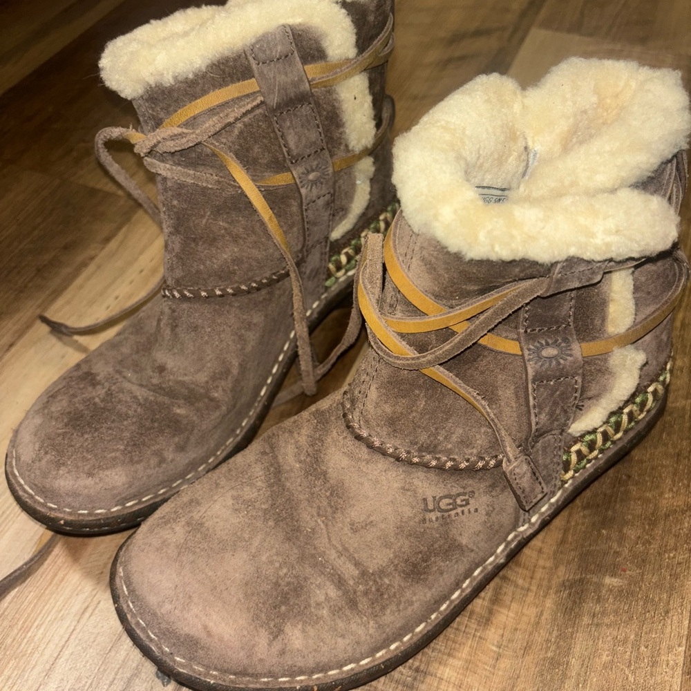 UGG Tan and Cream Shearling Boots